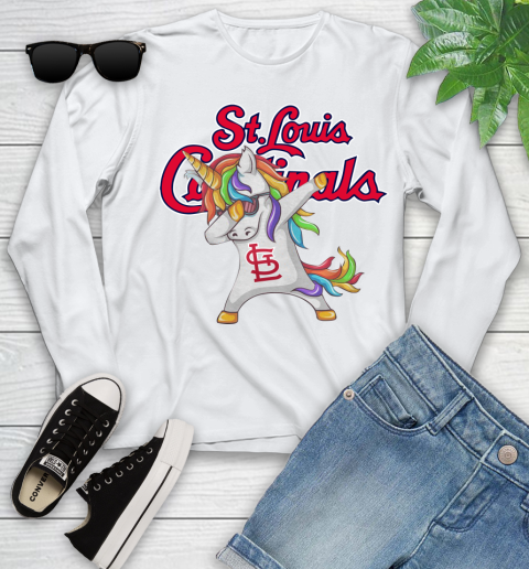St.Louis Cardinals MLB Baseball Funny Unicorn Dabbing Sports Youth Long Sleeve
