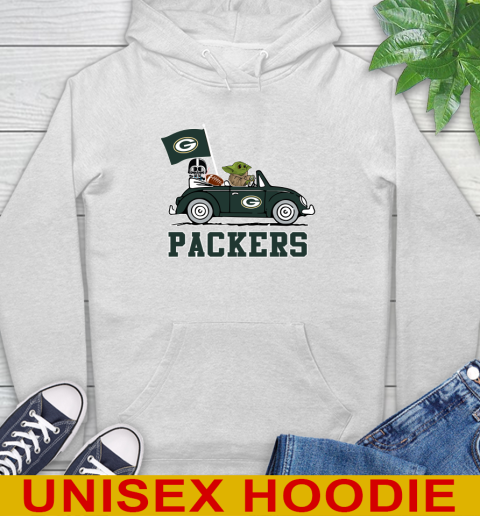 NFL Football Green Bay Packers Darth Vader Baby Yoda Driving Star Wars Shirt Hoodie