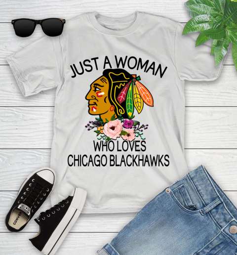 NHL Just A Woman Who Loves Chicago Blackhawks Hockey Sports Youth T-Shirt
