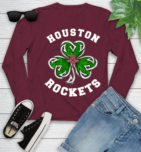 NBA Houston Rockets Three Leaf Clover St Patrick's Day Basketball Sports Youth Long Sleeve 6