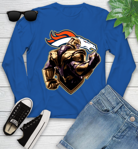 NFL Thanos Avengers Endgame Football Sports Denver Broncos Youth Long Sleeve 9