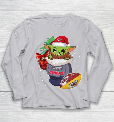 Kansas City Chiefs Christmas Baby Yoda Star Wars Funny Happy NFL Youth Long Sleeve 5