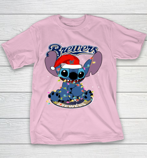 Milwaukee Brewers MLB noel stitch Baseball Christmas Youth T-Shirt 5