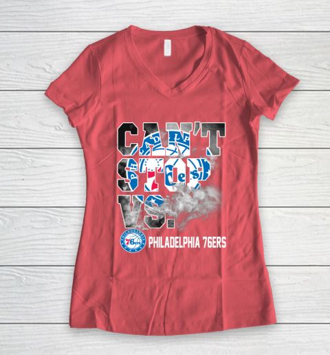 NBA Philadelphia 76ers Basketball Can't Stop Vs Women's V-Neck T-Shirt 4