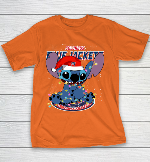 Columbus Blue Jackets NHL Hockey noel stitch Christmas Youth T-Shirt 3