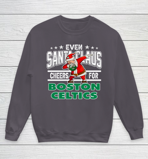 Boston Celtics Even Santa Claus Cheers For Christmas NBA Youth Sweatshirt 5