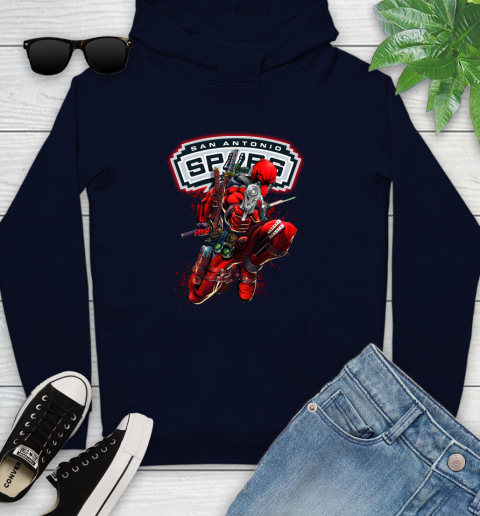 NBA Deadpool Marvel Comics Sports Basketball San Antonio Spurs Youth Hoodie 4