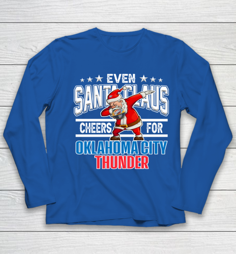Oklahoma City Thunder Even Santa Claus Cheers For Christmas NBA Youth Long Sleeve 7