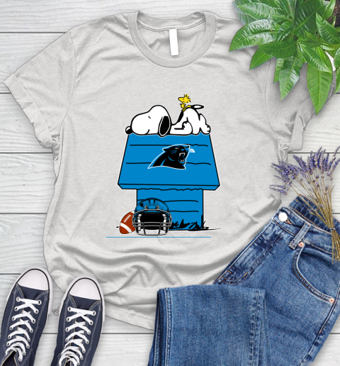 Carolina Panthers NFL Football Snoopy Woodstock The Peanuts Movie Women's T-Shirt