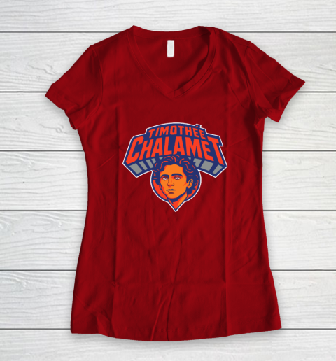 Timothee Chalamet New York Knicks Women's V-Neck T-Shirt 5