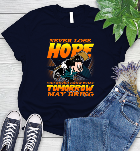 San Jose Sharks NHL Hockey ootball Mickey Disney Never Lose Hope Women's T-Shirt 2