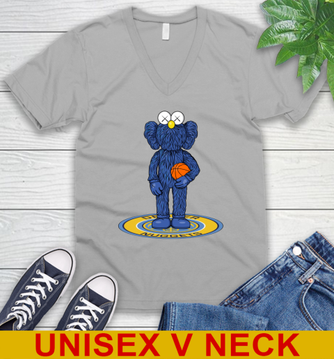 NBA Basketball Denver Nuggets Kaws Bff Blue Figure Shirt V-Neck T-Shirt 4