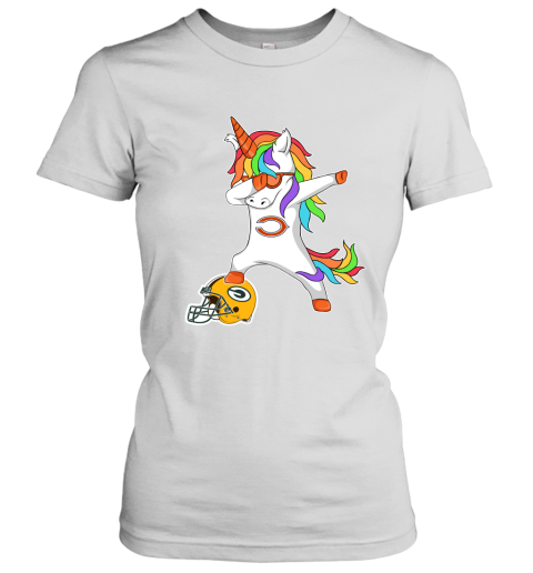 Football Dabbing Unicorn Steps On Helmet Chicago Bears Women's T-Shirt