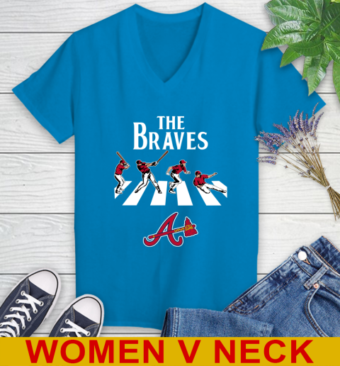 MLB Baseball Atlanta Braves The Beatles Rock Band Shirt Women's V-Neck T- Shirt