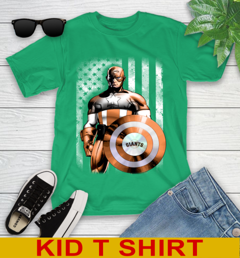 San Francisco Giants MLB Baseball Captain America Marvel Avengers American Flag Shirt Youth T-Shirt 7