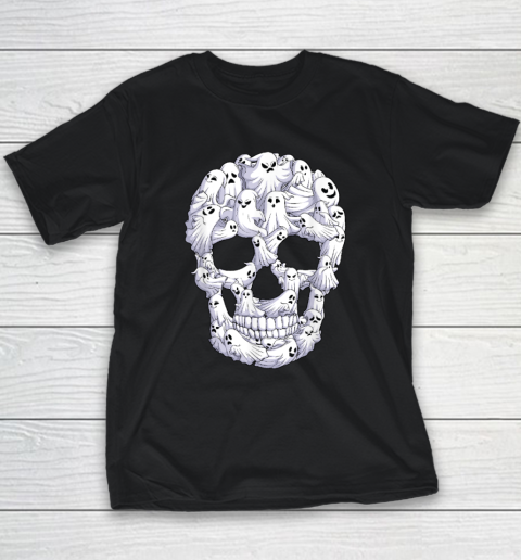 Skull Boo Ghost Funny Halloween Costume Youth T-Shirt