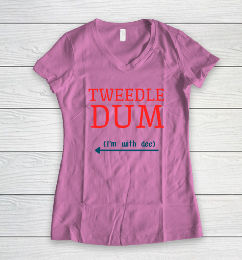 Tweedle Dum I'm With Dee Couple And Friends Funny Lazy Costume Women's V-Neck T-Shirt 6