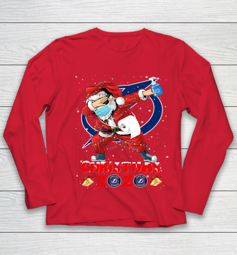 Tampa Bay Lightning Funny Santa Claus Dabbing Christmas 2020 NHL Youth Long Sleeve 8
