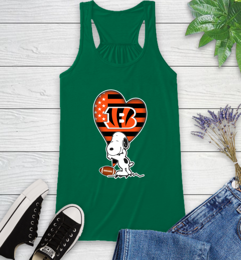 Cincinnati Bengals NFL Football The Peanuts Movie Adorable Snoopy Racerback Tank 7