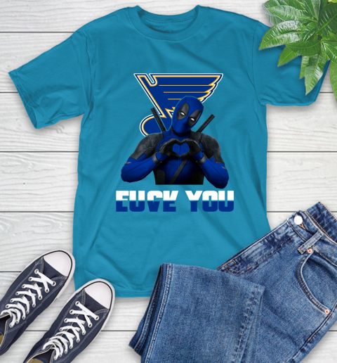 NHL St.Louis Blues Deadpool Love You Fuck You Hockey Sports T-Shirt 9