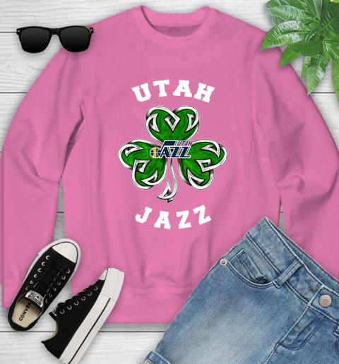 NBA Utah Jazz Three Leaf Clover St Patrick's Day Basketball Sports Youth Sweatshirt 6