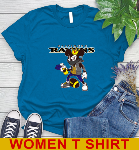 Baltimore Ravens NFL Football Mickey Peace Sign Sports Women's T-Shirt 8 Baltimore Ravens NFL Football Mickey Peace Sign Sports Women's T-Shirt - Image 8