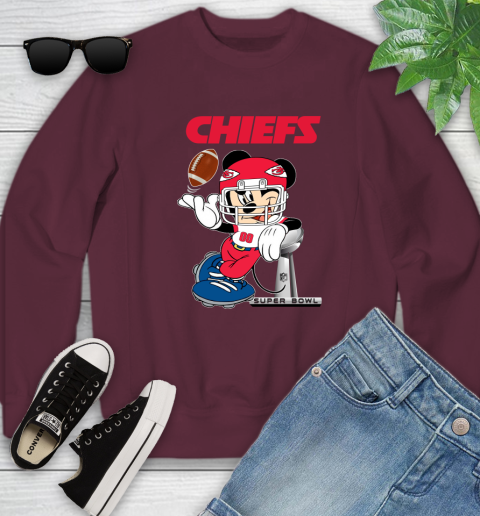 NFL Kansas city chiefs Mickey Mouse Disney Super Bowl Football T Shirt Youth Sweatshirt 5