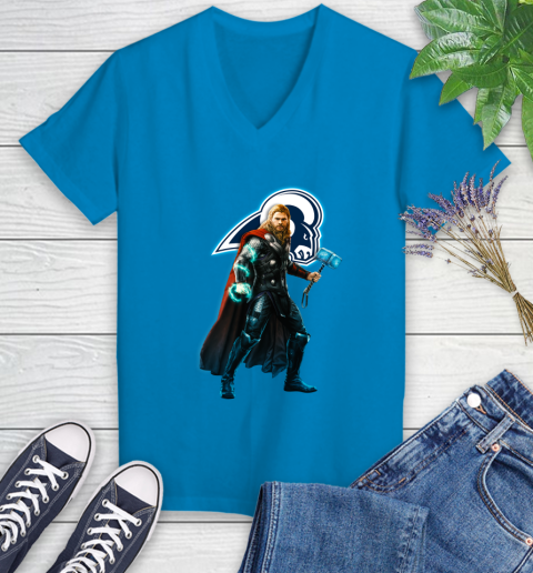 NFL Thor Avengers Endgame Football Los Angeles Rams Women's V-Neck T-Shirt 7