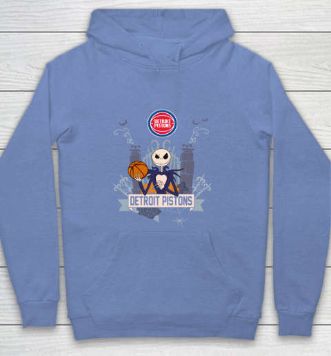 NBA Detroit Pistons Basketball Jack Skellington Halloween Youth Hoodie 8
