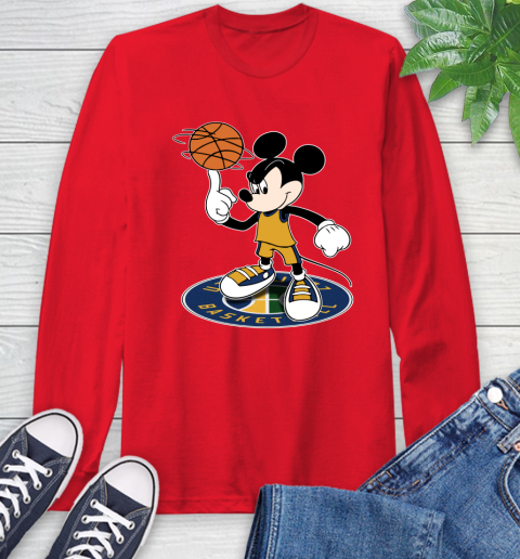 NBA Basketball Utah Jazz Cheerful Mickey Disney Shirt Long Sleeve T-Shirt 11