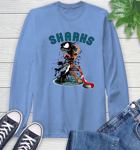 NHL San Jose Sharks Hockey Venom Groot Guardians Of The Galaxy Long Sleeve T-Shirt 11