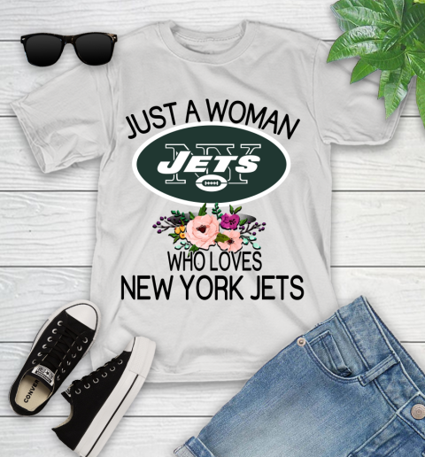 NFL Just A Woman Who Loves New York Jets Football Sports Youth T-Shirt