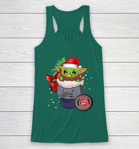 Carolina Hurricanes Christmas Baby Yoda Star Wars Funny Happy NHL Racerback Tank 6