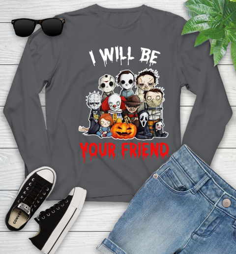 Halloween Horror Movie Characters Chibi I Will Be Your Friend Youth Long Sleeve 6