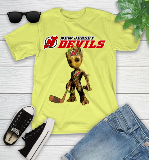 New Jersey Devils NHL Hockey Groot Marvel Guardians Of The Galaxy Youth T-Shirt 8