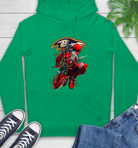 NFL Deadpool Marvel Comics Sports Football Baltimore Ravens Hoodie 8