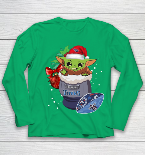 Tennessee Titans Christmas Baby Yoda Star Wars Funny Happy NFL Youth Long Sleeve 6
