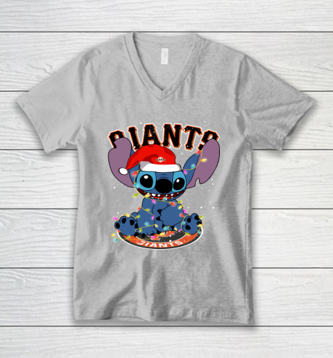 San Francisco Giants MLB noel stitch Baseball Christmas V-Neck T-Shirt 2