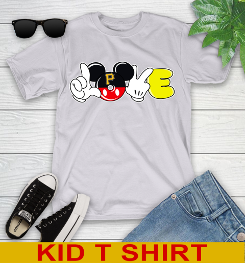 Pittsburgh Pirates MLB Baseball Love Mickey Disney Sports Youth T-Shirt 5