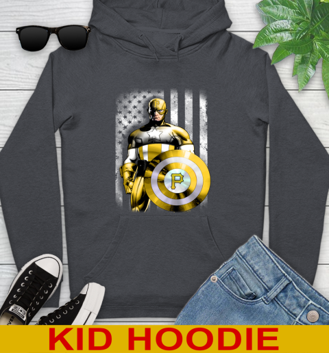 Pittsburgh Pirates MLB Baseball Captain America Marvel Avengers American Flag Shirt Youth Hoodie 9