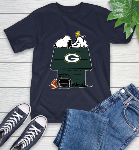 Green Bay Packers NFL Football Snoopy Woodstock The Peanuts Movie T-Shirt - Image 5