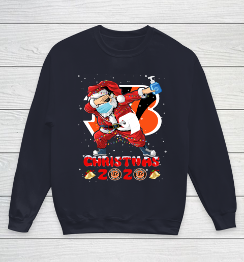 Cincinnati Bengals Funny Santa Claus Dabbing Christmas 2020 NFL Youth Sweatshirt 2