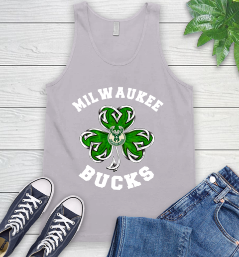 NBA Milwaukee Bucks Three Leaf Clover St Patrick's Day Basketball Sports Tank Top 3