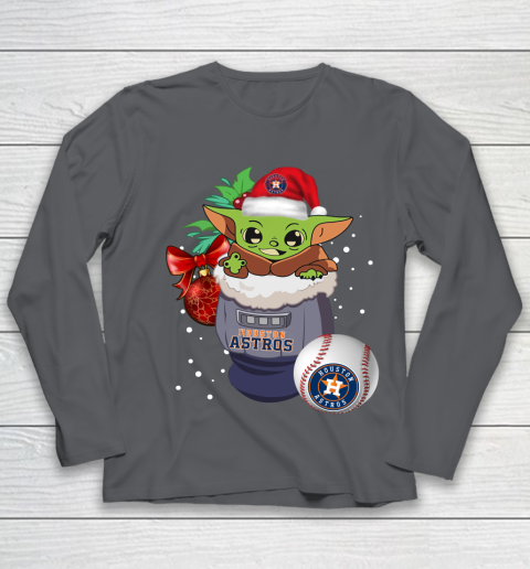 Houston Astros Christmas Baby Yoda Star Wars Funny Happy MLB Youth Long Sleeve 8
