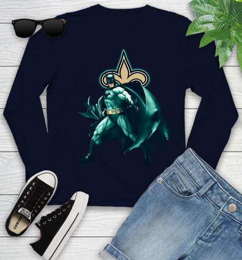 NFL Batman Football Sports New Orleans Saints Youth Long Sleeve 3