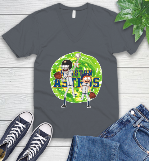 MLB Houston Astros Rick And Morty Baseball Sports V-Neck T-Shirt 5