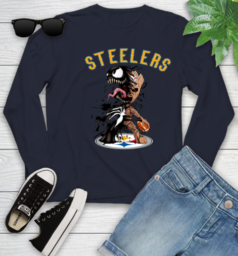 NFL Pittsburgh Steelers Football Venom Groot Guardians Of The Galaxy Youth Long Sleeve 3
