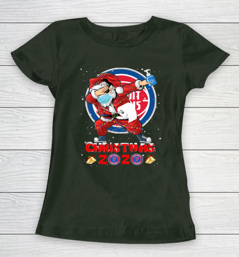 Detroit Pistons Funny Santa Claus Dabbing Christmas 2020 NBA Women's T-Shirt 4