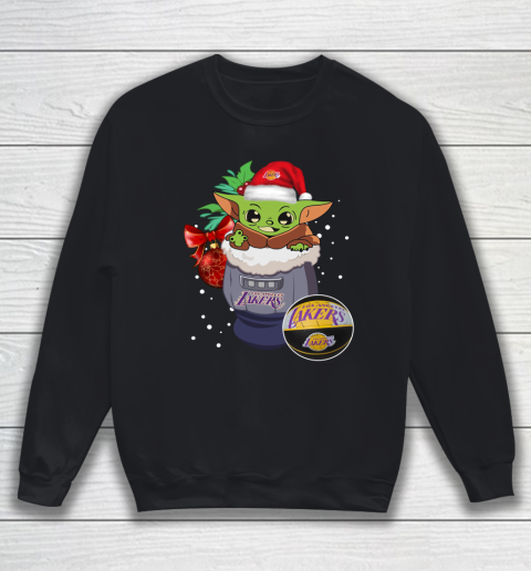 Los Angeles Lakers Christmas Baby Yoda Star Wars Funny Happy NBA Sweatshirt