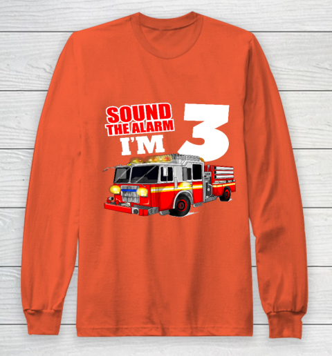 Kids Fire Truck 3rd Birthday T Shirt Boy Firefighter 3 Years Old Long Sleeve T-Shirt 3